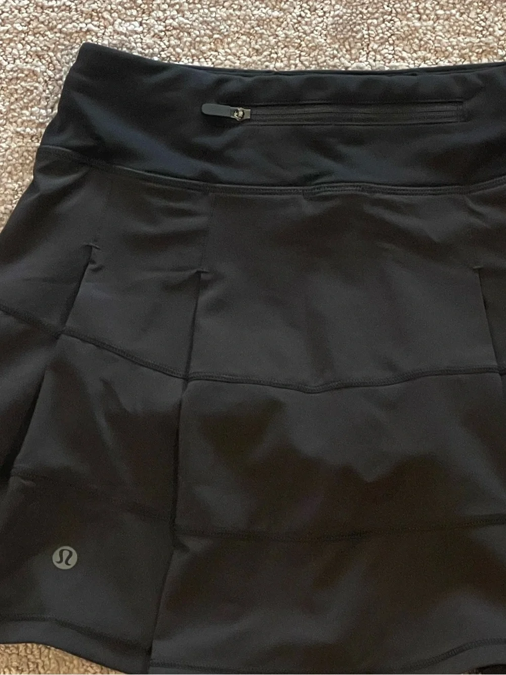 Lululemon Pace Rival, Mid-Rise Skirt, Long, Inner Liner, Black, Pockets, Size 0